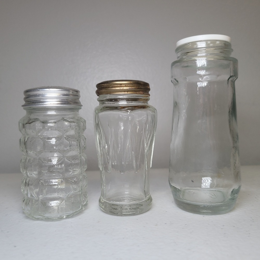 Vintage Glass Spice Shaker Jars Set of 3 Hazel Atlas‎ Mixed Lot